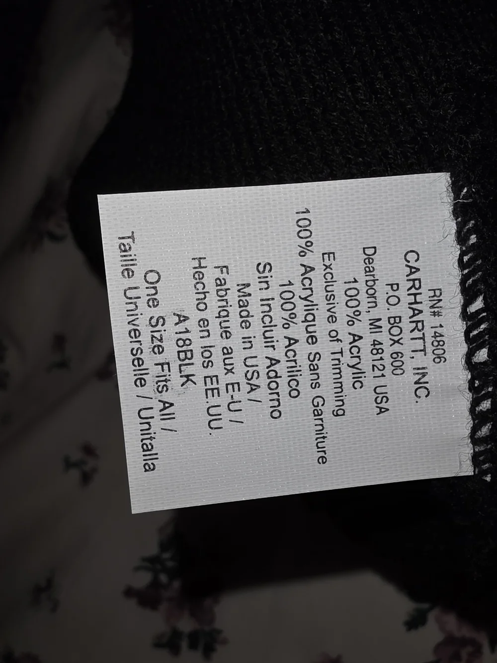 Carhartt Black Knit Beanie with Logo Patch - Picture 4 of 4